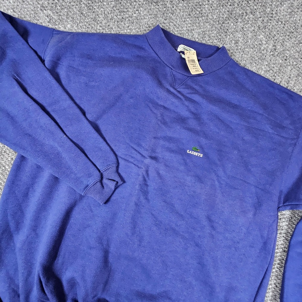 Vintage Izod Lacoste Sweatshirt Mens XL Blue Crewneck Crocodile Logo NWT 90s